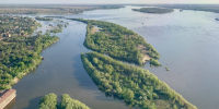 остров, природа, река, Волга - Астраханский листок