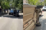 В центре Астрахани перевернулась машина