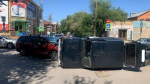 В Астрахани машина опрокинулась в результате ДТП